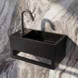 "Mona-Black-Links" fontein incl.handdoekhouder "Just-Solid" 33x18x16cm - Artikelnr.: 4007840