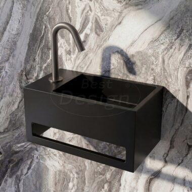 "Mona-Black-Links" fontein incl.handdoekhouder "Just-Solid" 33x18x16cm - Artikelnr.: 4007840 "Mona-Black-Links" fontein incl.handdoekhouder "Just-Solid" 33x18x16cm - Artikelnr.: 4007840