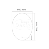 "Divo-60" ovale spiegel incl. led verlichting B=60 x H=80cm - Artikelnr.: 4010180