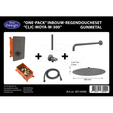 "One-Pack" inbouw-regendoucheset "Clic-Moya-M-300" gunmetal - Artikelnr.: 4014440