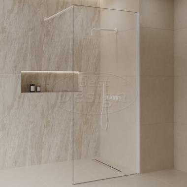 'Dalis-500-White' inloopdouche NANO 8mm glas mat-wit - Artikelnr.: 4015060
