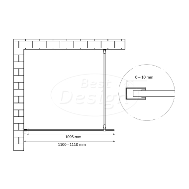 'Dalis-1100-Chroom' inloopdouche NANO 8mm glas - Artikelnr.: 4014840