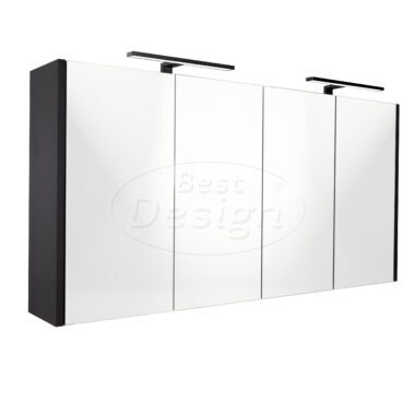 "Happy-Black" MDF spiegelkast + 2 x verlichting 120x60cm - Artikelnr.: 4014700