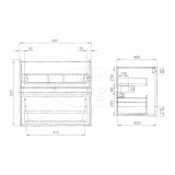 "Splash-Wit-Greeploos" meubel onderkast 2 laden zonder wastafel 60cm - Artikelnr.: 4014520