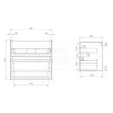 "Splash-Wit-Greeploos" meubel onderkast 2 laden zonder wastafel 80cm - Artikelnr.: 4014530