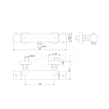 "Nancy" opbouw douchethermostaat mat-goud - Artikelnr.: 4016060