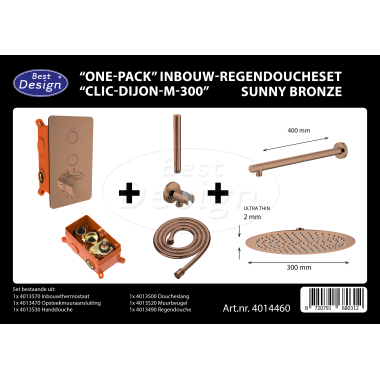 "One-Pack" inbouw-regendoucheset "Clic-Dijon-M-300" Sunny Bronze - Artikelnr.: 4014460