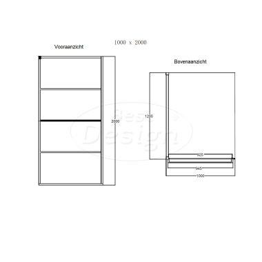 "Noire 1000 screen" inloopdouche Walk-In 1000x2000x10mm - Artikelnr.: 4006560