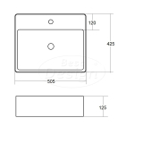 "Flaago" wastafel 50,5x42,5x12,5cm Mat-Zwart - Artikelnr.: 4012810