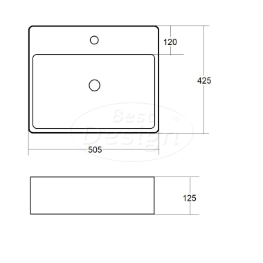 "Flaago" wastafel 50,5x42,5x12,5cm Mat-Wit - Artikelnr.: 4012800