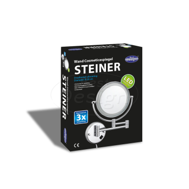 "Steiner" wand cosmeticaspiegel incl. LED verlichting chroom - Artikelnr.: 3810530