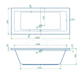 "Lounge-190" bad 190x90x49cm zonder poten - Artikelnr.: 3801380