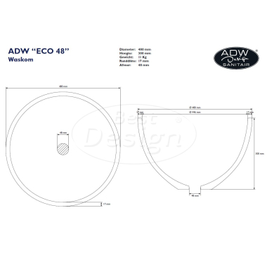 "Eco 48" opbouw-waskom "Just-Solid" - Artikelnr.: 3819380