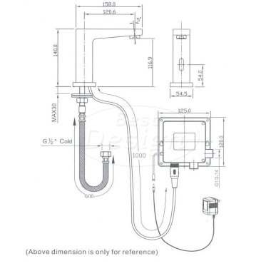 Chrome "Sensor" toiletkraan (koud) type SE12 - Artikelnr.: 3895018