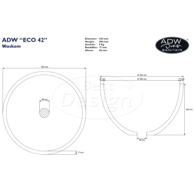 "Eco 42" opbouw-waskom "Just-Solid" - Artikelnr.: 3819360