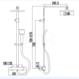 "Black-York-200" vierkante thermostatische regendouche-opbouwset "Nero" mat-zwart - Artikelnr.: 4006650