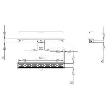 "Moya" douchegoot met flens 80 cm gunmetal - Artikelnr.: 4014870