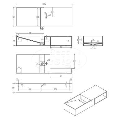 "Gruna" wastafel "Just-Solid" 120x42x20cm - Artikelnr.: 4003150