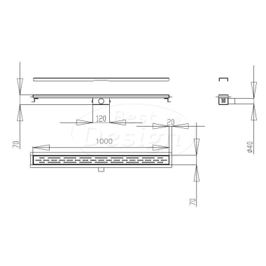 "Moya" douchegoot met flens 100 cm gunmetal - Artikelnr.: 4014890