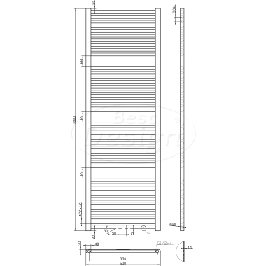 "Zero-Black" radiator Zwart 1269 W 1800x600mm - Artikelnr.: 4008790