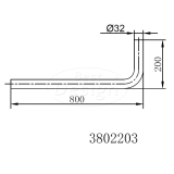 vloerbuis chroom 800x200x32 mm - Artikelnr.: 3802203