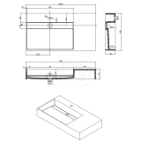 "Q90" wastafel "Just-Solid" 90x48x13cm - Artikelnr.: 4000530