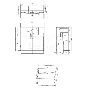 "HQ-500" wastafel "Just-Solid" 50x50x25cm - Artikelnr.: 4000570