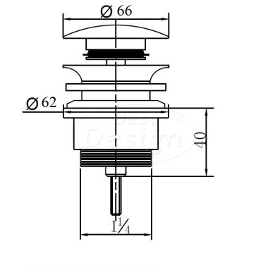 "Laag" clic-waste z/overloop 5/4" - Artikelnr.: 3870240