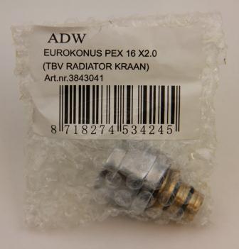 eurokonus 16x2.0x1/2" Pexal buis tbv. luxe rad/regel-T - Artikelnr.: 3843041