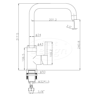 White "Zembro" keukenmengkraan H=32 cm mat-wit - Artikelnr.: 4009250