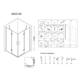 "Erico" Q4 vierkant hoekinstap 90x90x195cm NANO glas 6mm - Artikelnr.: 4000100