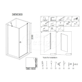 "Erico" vierkante cabine met 1 swing deur 100x100x200cm NANO glas 6mm - Artikelnr.: 3856300