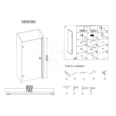 "Erico" nisdeur 78,5-80x200cm NANO glas 8mm - Artikelnr.: 3856390