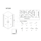 "Erico" vierkante cabine met 2 deuren 90x90x192cm NANO glas 6mm - Artikelnr.: 3875260