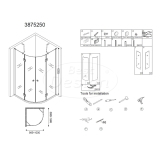 "Erico" 1/4 rond cabine met 2 deuren 100x100x192cm NANO glas 8mm - Artikelnr.: 3875250