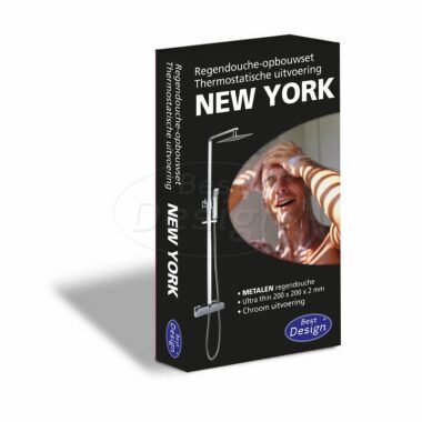 "New-York" vierkante thermostatische regendouche-opbouwset - Artikelnr.: 3801102
