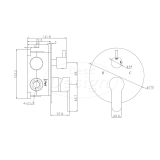 Chrome "Prato" inbouw douchemengkraan + omstel 2 functies incl.Inb box - Artikelnr.: 4006220