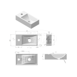 "R-Line" fontein L&R inclusief zwart frame met kraangat - Artikelnr.: 4008500