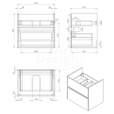 Badkamermeubelset "Quick" Mat-zwart onderkast + Glans-wit wastafel 65cm - Artikelnr.: 4007330
