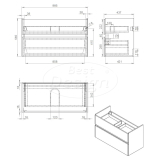 "Quick-Grey-Greeploos" meubel onderkast + wastafel 100 cm Grijs-Eiken - Artikelnr.: 4011580