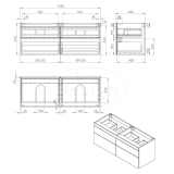 "Beauty-120-Mat-Zwart-Greeploos" meubel onderkast 4-laden - Artikelnr.: 4011130