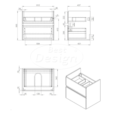 Badkamermeubelset "Quick" Glans-wit onderkast + Glans-wit wastafel 65cm - Artikelnr.: 4005480