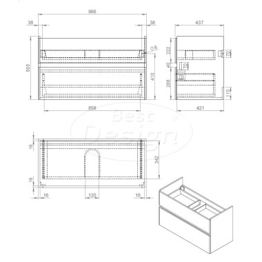 "Quick-Greeploos" meubel onderkast + wastafel 100 cm Glans-Wit - Artikelnr.: 4005500