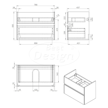 Badkamermeubelset "Quick" Glans-wit onderkast + Glans-wit wastafel 80cm - Artikelnr.: 4005490