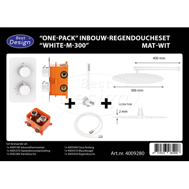 "One-Pack" inbouw-regendoucheset "White-M-300" - Artikelnr.: 4009280