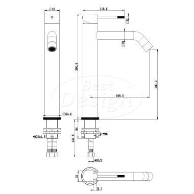 "Chrome-Nerola" Hoge-wastafelmengkraan chroom - Artikelnr.: 4010680