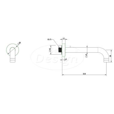 Chrome 90° muuruitloop met rozet 1/2"x 21 cm chroom - Artikelnr.: 4011020