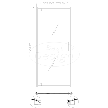 "Baron-70" Nisdeur Zwart 68-70x200 cm Nano Glas 8 mm - Artikelnr.: 4011470