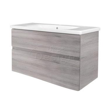 "Quick-Grey-Greeploos" meubel onderkast + wastafel 80 cm Grijs-Eiken - Artikelnr.: 4011570