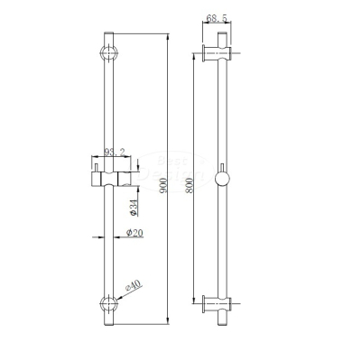 "Nero-Garda" douche-glijstang 90 cm mat-zwart - Artikelnr.: 4005840